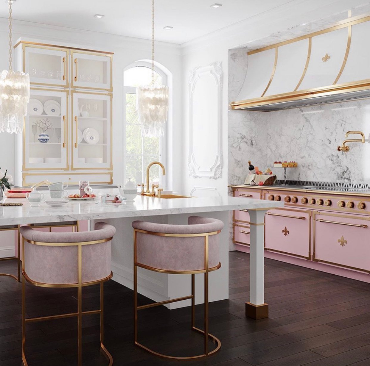 Pink and Gold kitchen